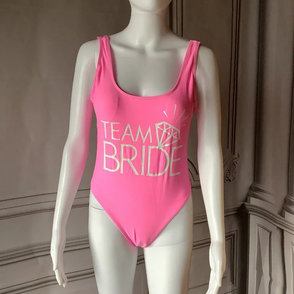 ✨ Bride Diamond Print One Piece Swimsuit Bathing Suits S Hot Pink